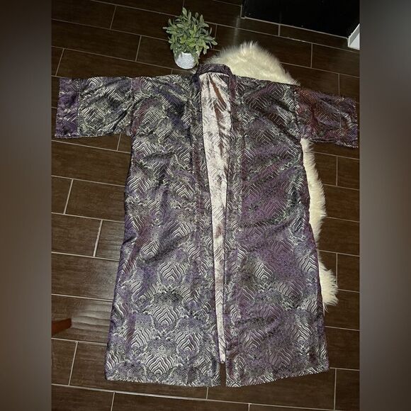 Purple and Gold open front long length Kimono L/XL - Picture 1 of 6